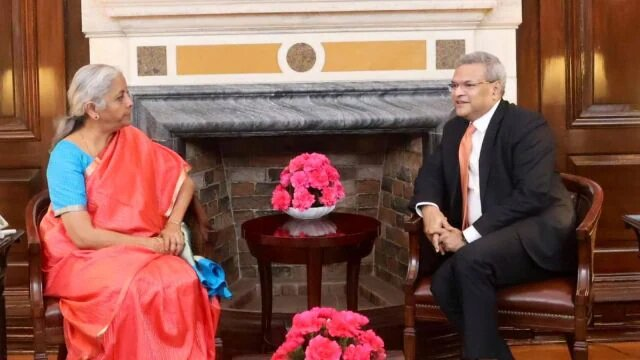 Finance Minister Nirmala Sitharaman on Monday met Asian Development Bank’s new Vice-President (market solutions) Bhargav Dasgupta and discussed ways to further the development agenda.