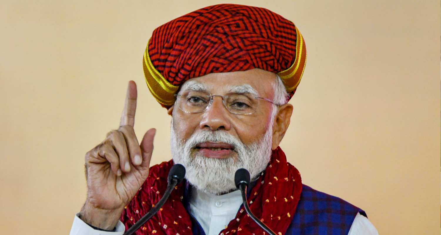 Image of Prime Minister Narendra Modi during his address to public. 