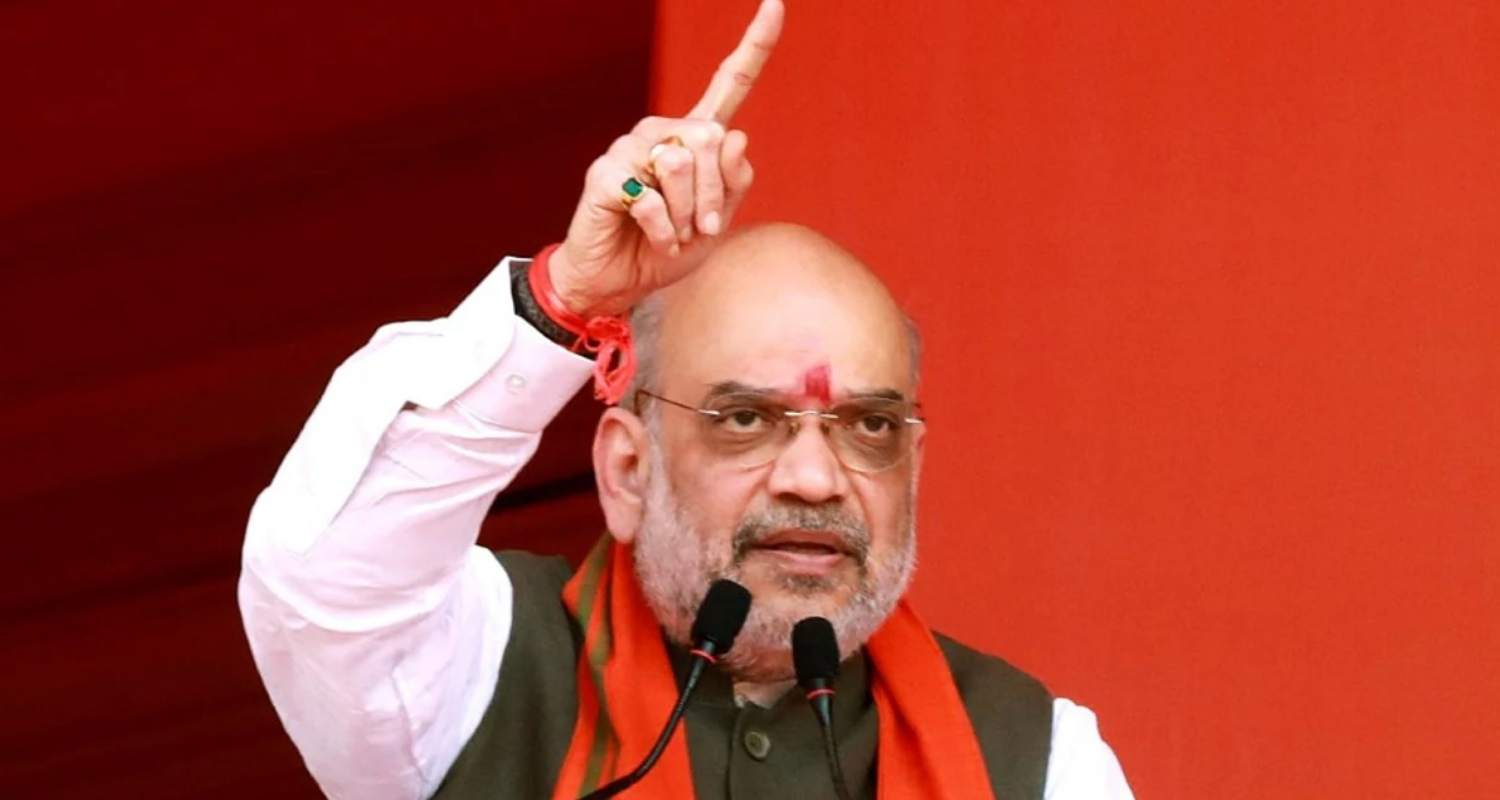 Union Home Minister Amit Shah giving a speech.