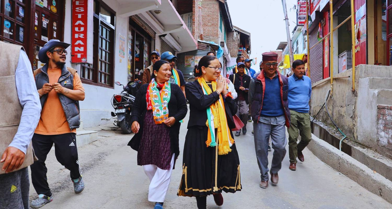 Anuradha Rana campaigning in Lahaul Spiti parliamentary contstituency.