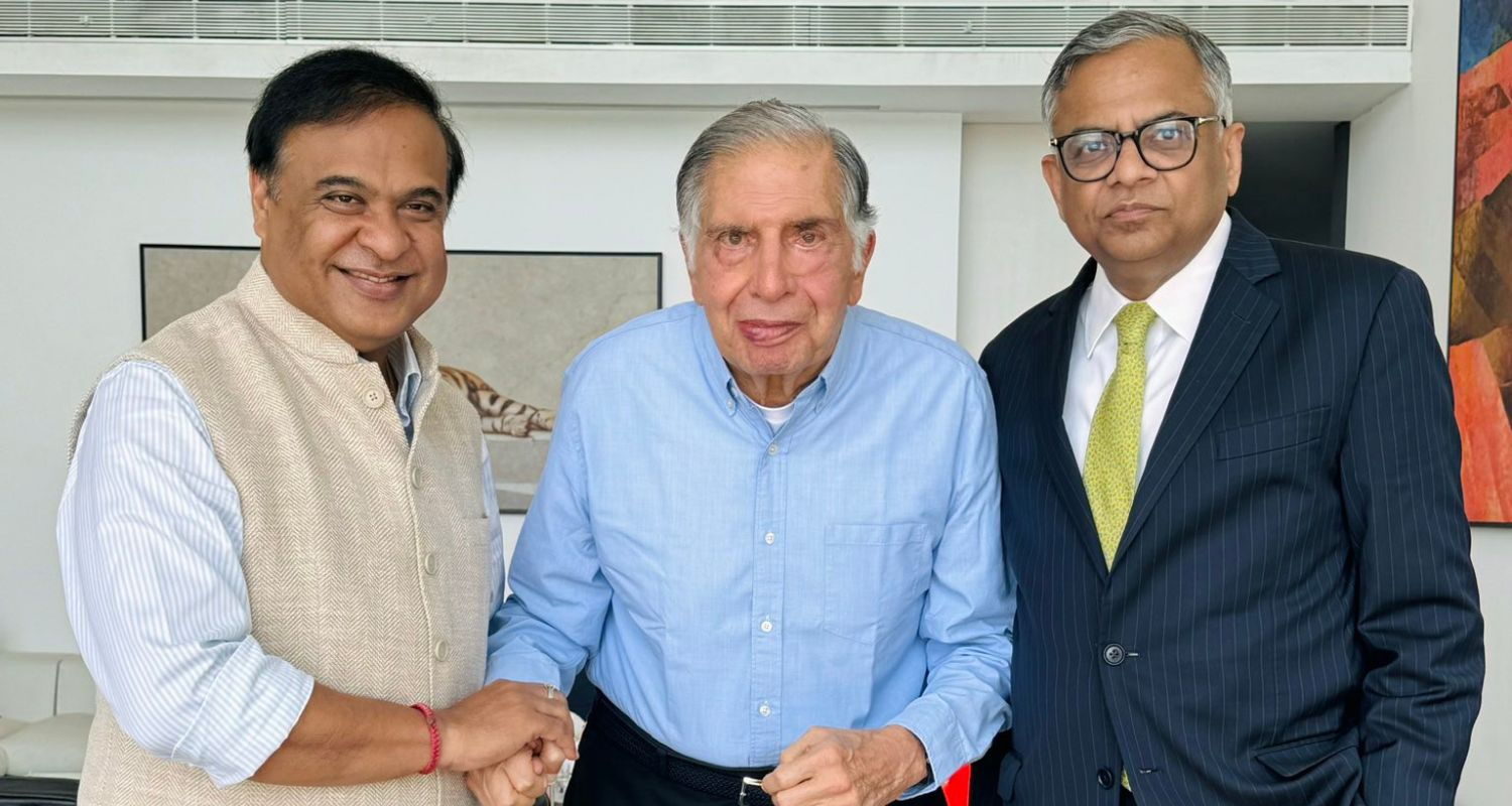 Assam Chief Minister Himanta Biswa Sarma and Indian industrialist Ratan Tata. 