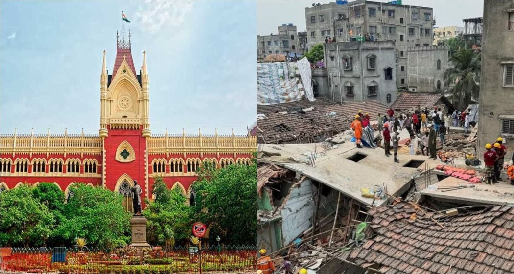 The Calcutta High Court (left), ongoing rescue operation at the collapsed building in Kolkata.