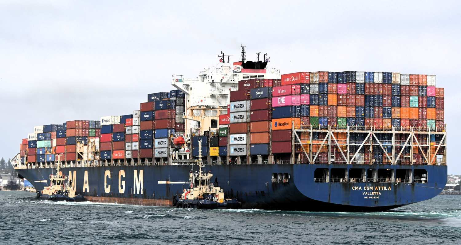 Image of the CMA CGM Attila, a Chinese freighter en route to Pakistan,
