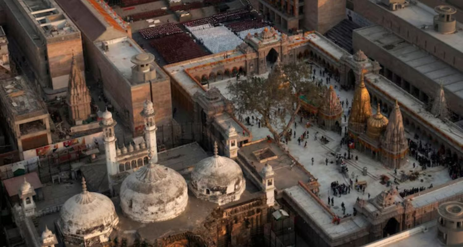 An aerial view of the Gyanvapi mosque in Uttar Pradesh's Varanasi. 