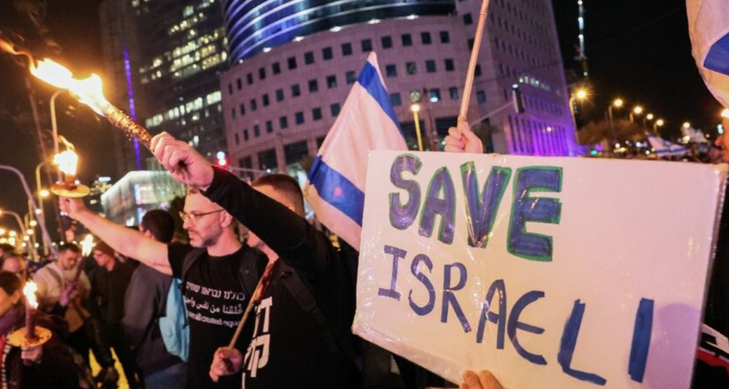 A protest against the Netanyahu government. Image via X.