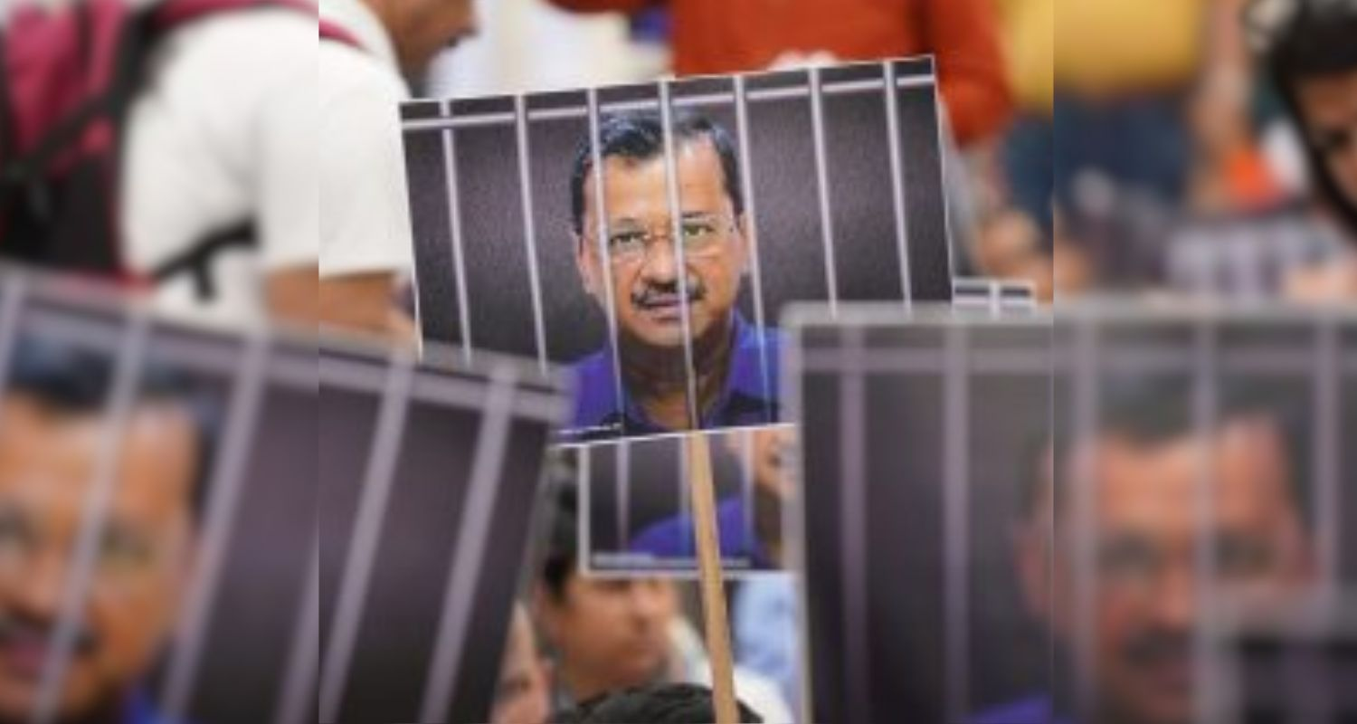 Arvind Kejriwal's poster. 