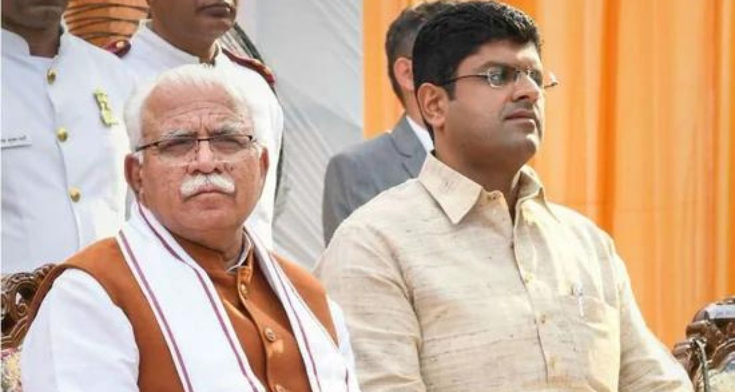 Haryana Chief Minister Manohar Lal Khattar (left) and his deputy Dushyant Chautala.