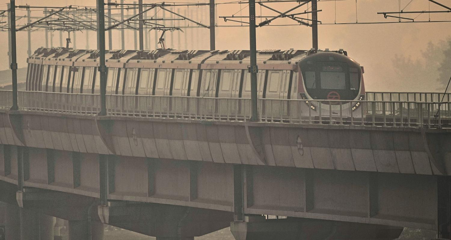 A metro train in New Delhi. 