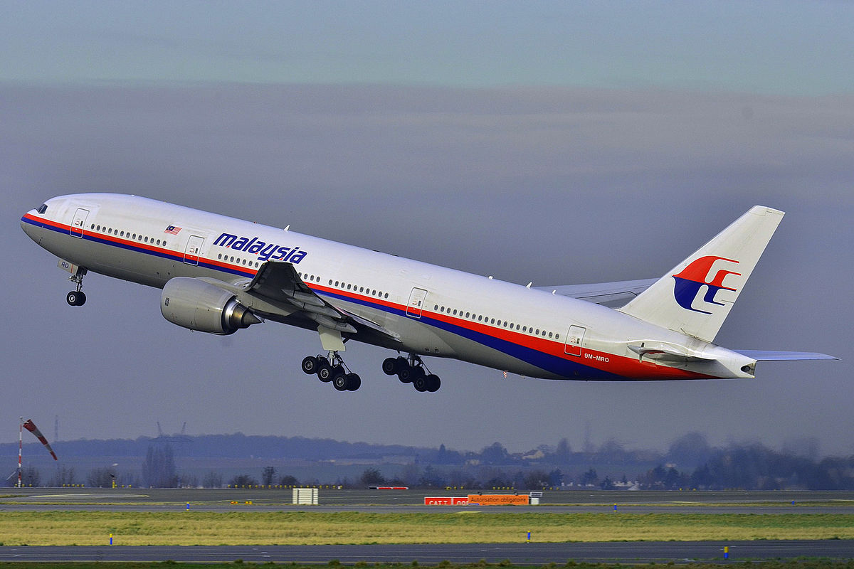 An image of a Malaysian airlines airplane taking off.