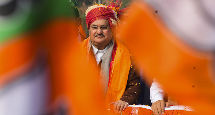 Bharatiya Janata Party president J P Nadda on Saturday held a roadshow in Haryana's Panchkula Scores of people lined the route of the roadshow