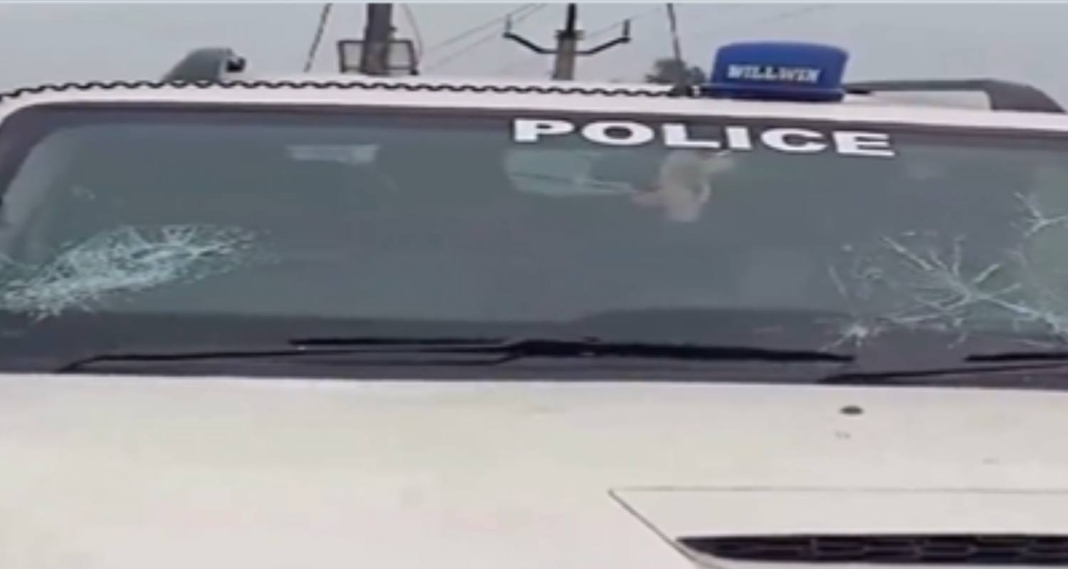 NIA vehicle attacked. 