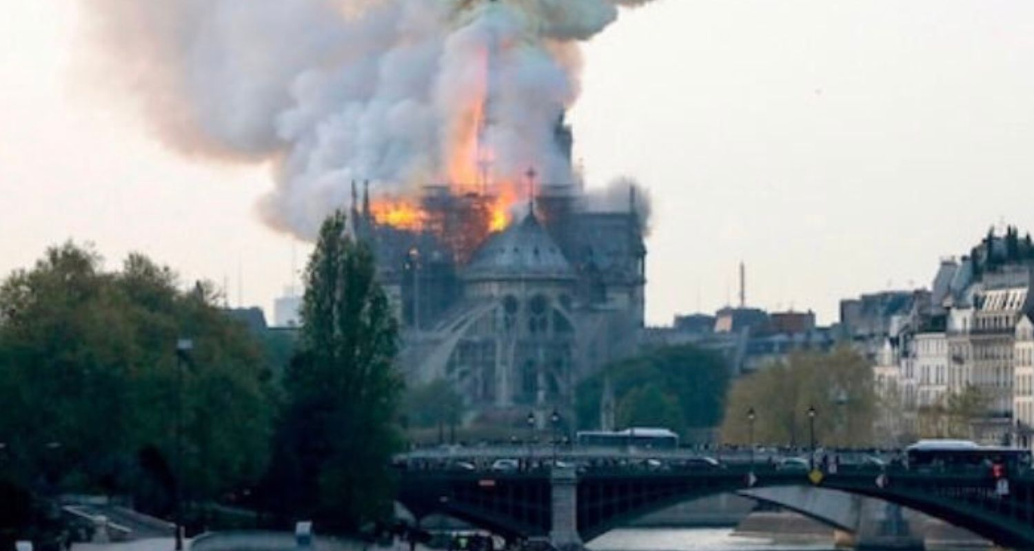 Notre-Dame cathedral on fire.