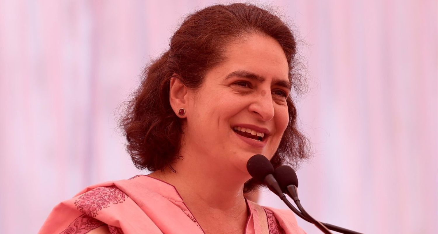 Congress leader Priyanka Gandhi at an election rally.