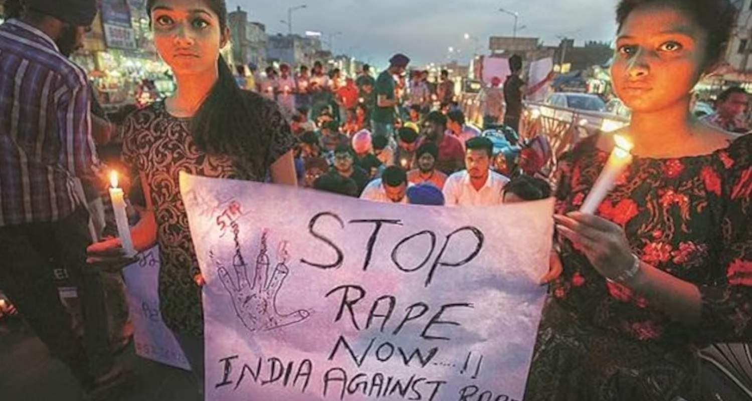 An image of an anti-rape protest.