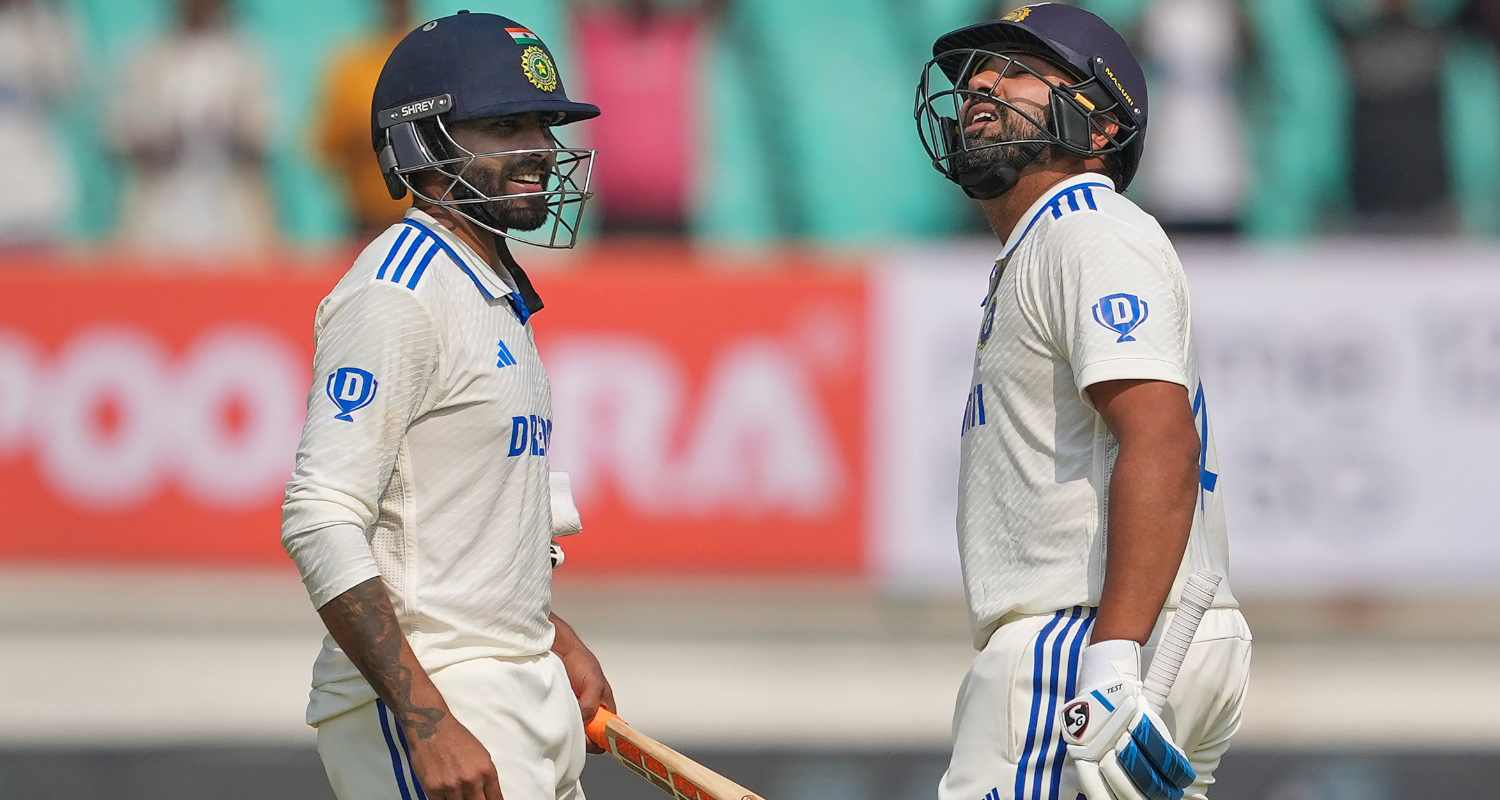 Captain Rohit Sharma alongside All-rounder Ravindra Jadeja in the third test match.