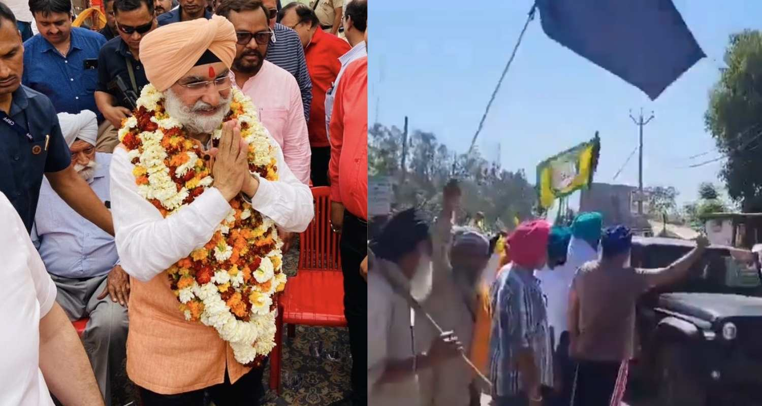 Taranjit Singh Sandhu, and protesting farmers. 
