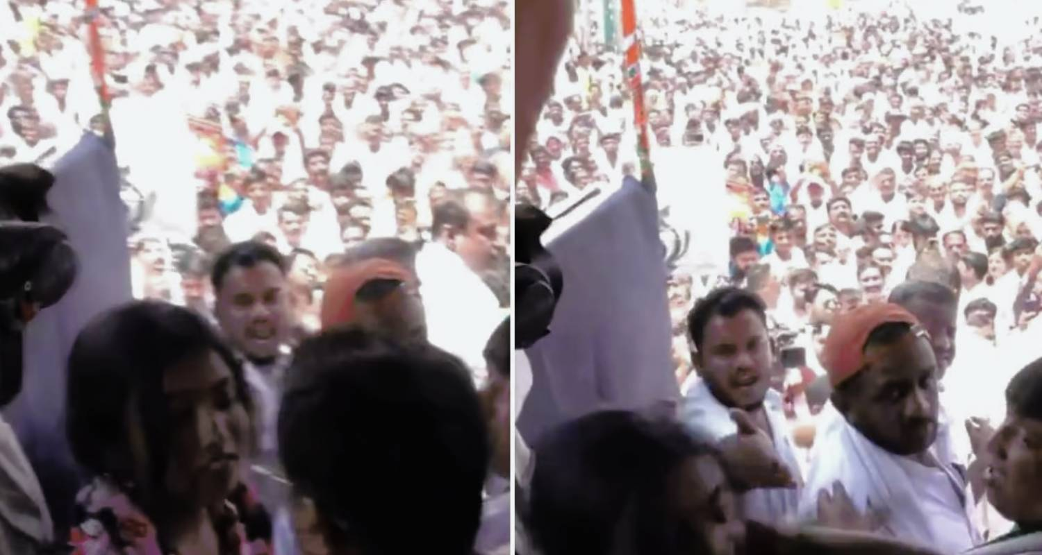 ANI reporter slapping PTI reporter. Screengrabs from X.