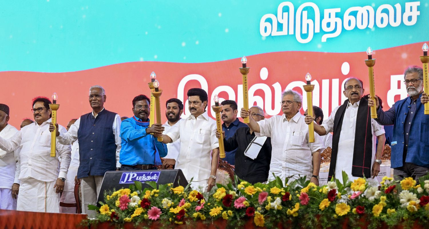 INDIA Bloc
Lok Sabha polls
DMK
Unity mantra
Democracy will win conference
Viduthalai Chiruthaigal Katchi
Mahagathbandhan in Bihar
JD(U)
Nitish Kumar
Trinamool Congress (TMC)
Aam Aadmi Party (AAP)
West Bengal and Punjab elections