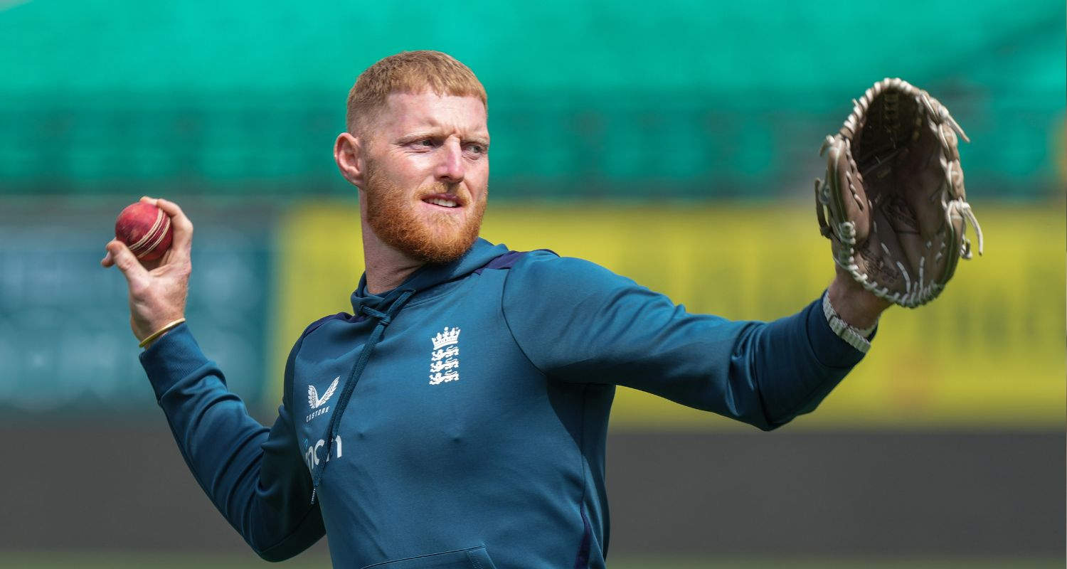 England batsman-captain Ben Stokes throws a ball during a practice session.