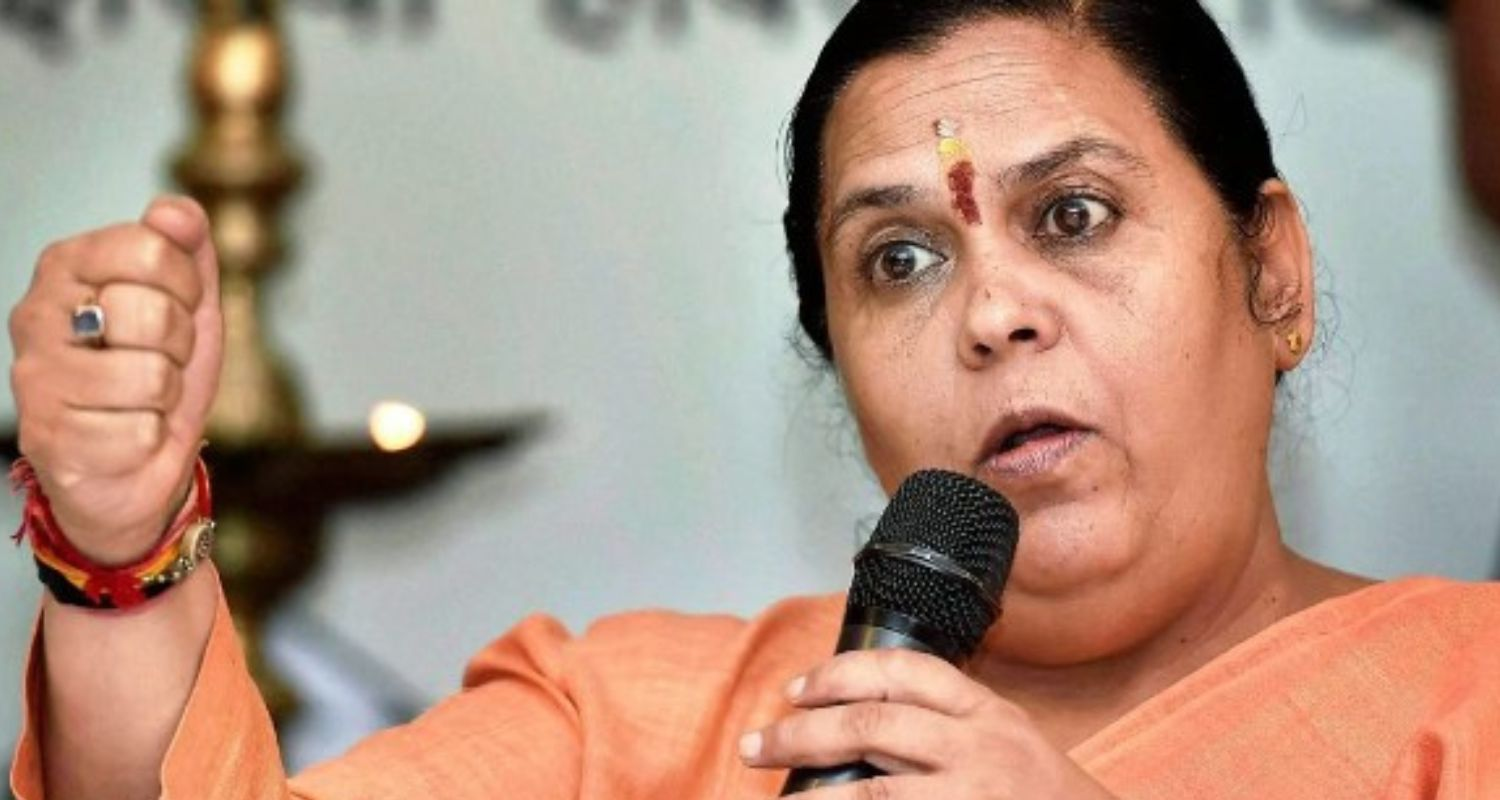 Uma Bharti campaigns for Union minister Jyotiraditya Scindia.