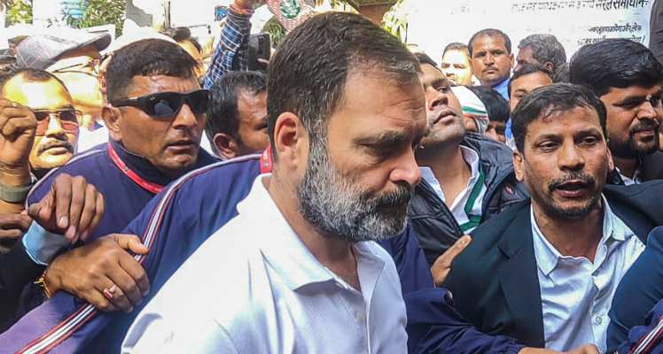 Congress leader Rahul Gandhi at the district court, in Sultanpur.