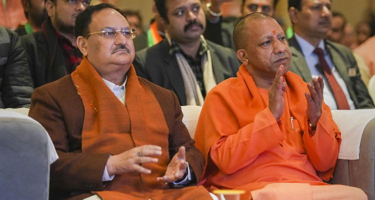 Bharatiya Janata Party President JP Nadda on Sunday reached Lucknow to partook in the Viksit Bharat Sankalp Yatra. Senior leaders of the BJP along with Uttar Pradesh Chief Minister Yogi Adityanath welcomed Nadda in the capital city. 