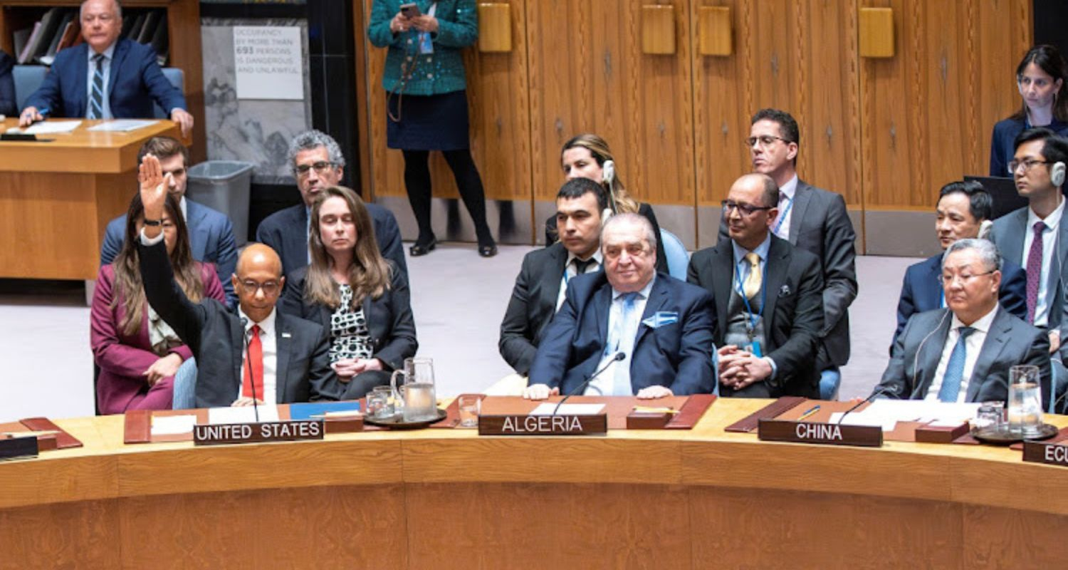 US blocks Palestinian bid for full membership in the United Nation. Image X. 
