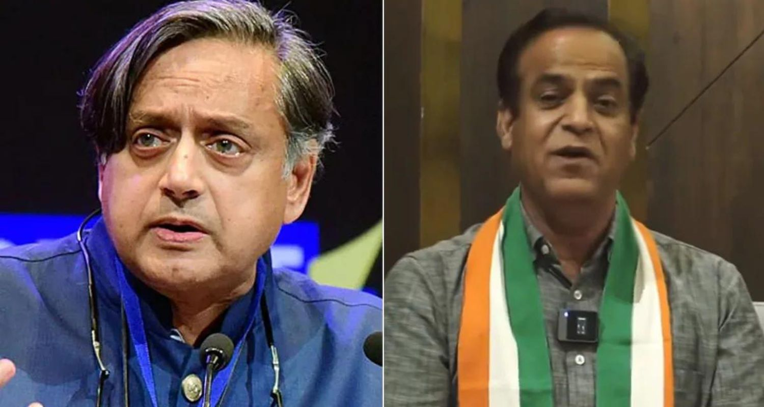 Senior Congress Leader Shashi Tharoor and Congress' Jaipur Lok Sabha Constituency Candidate for 2024 Polls Sanjay Sharma. Image X.