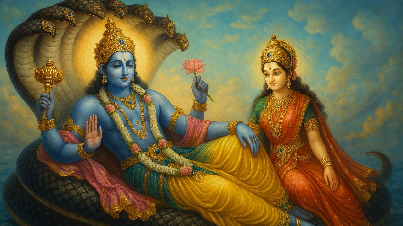 Image of Bhagwan Vishnu and Lakshmi