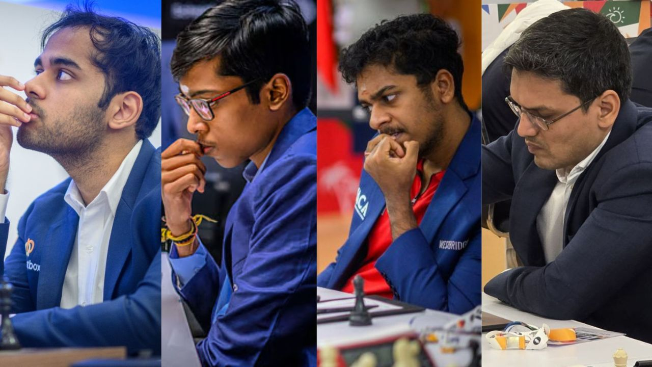 Arjun Erigaisi, Praggnanandhaa R, Pranav V and Pentala Harikrishna। Photo Credit: X/@aicfchess