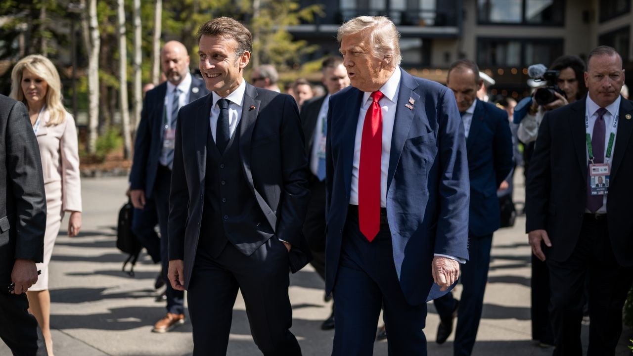 Emanuel Macron with Donald Trump