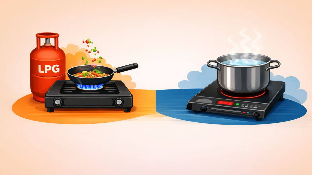 representative image of LPG and Induction Cooktop