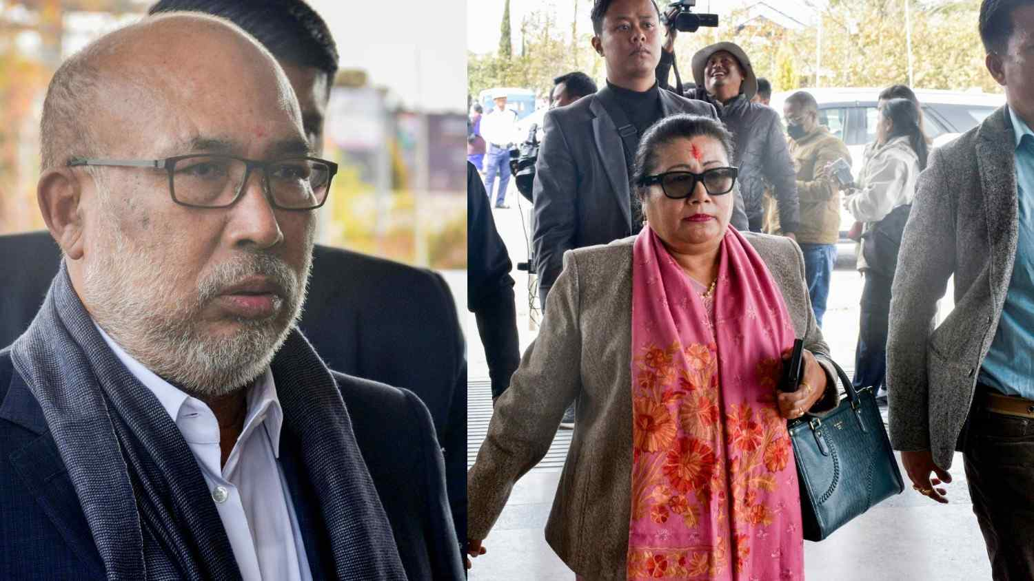 N Biren Singh & BJP State president A. Sharda Devi