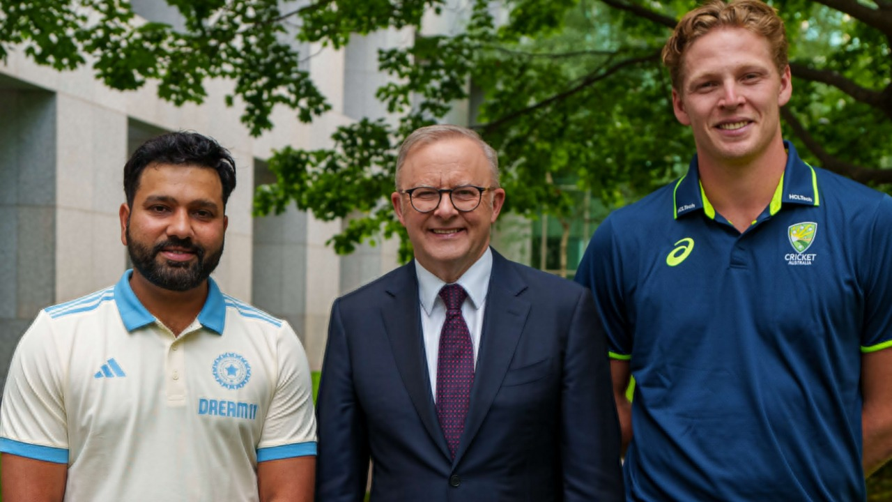 Indian Captain Rohit Sharma with Australian Prime Minister Anthony Albanese