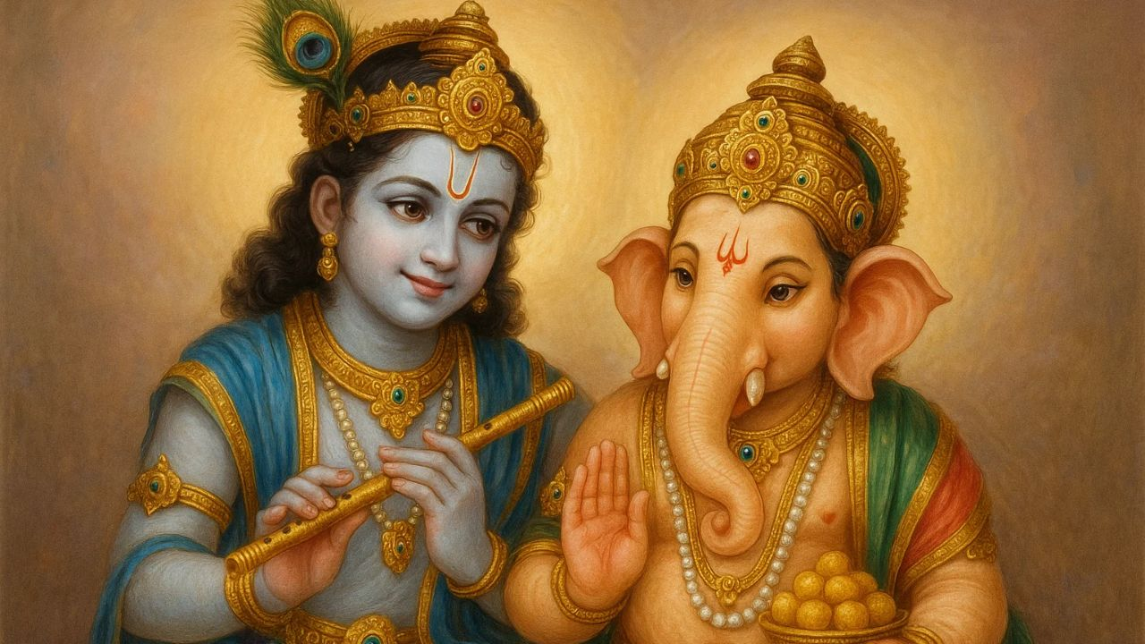 Lord Krishna and Ganesh Ji representational picture