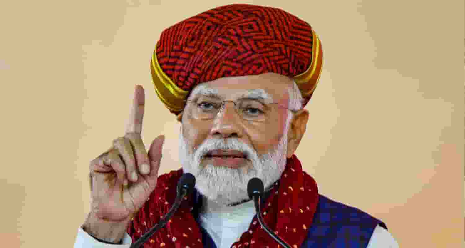 Image of Prime Minister Narendra Modi during his address to public. 