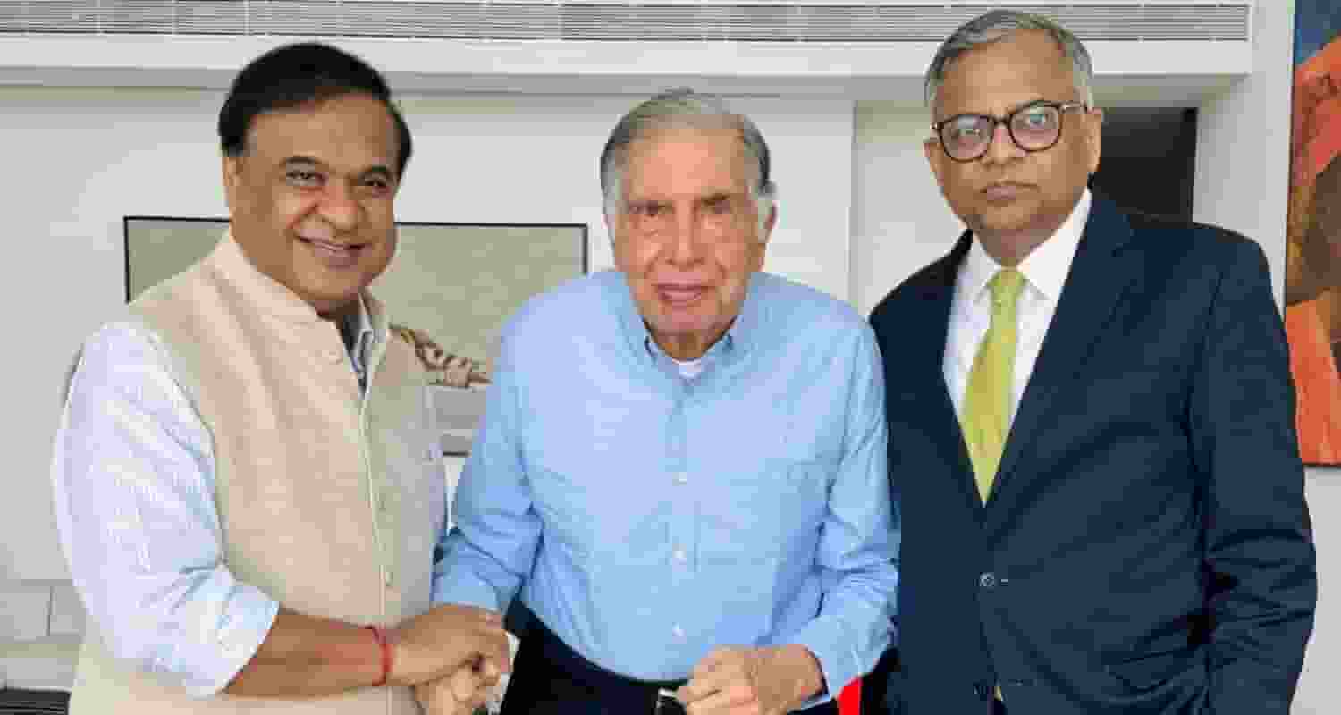 Assam Chief Minister Himanta Biswa Sarma and Indian industrialist Ratan Tata. 