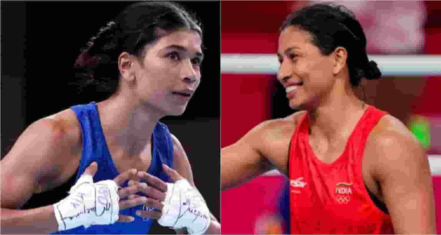 Indian boxers Nikhat Zareen (left), Lovlina Borgohain (right).