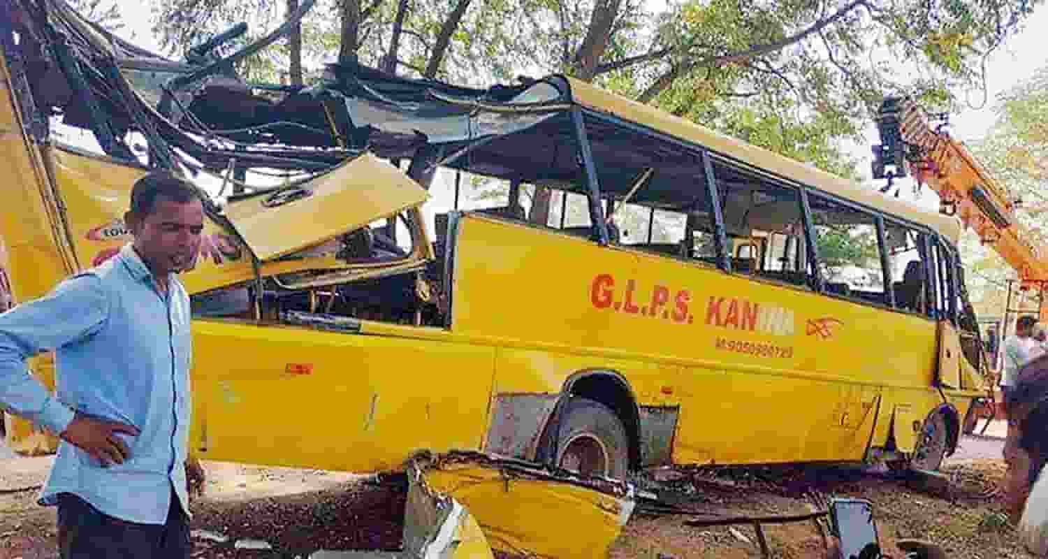 The Haryana government has ordered a probe after a school bus carrying several children met with an accident, resulting in the death of six children and several injuries in Mahendragarh on Thursday