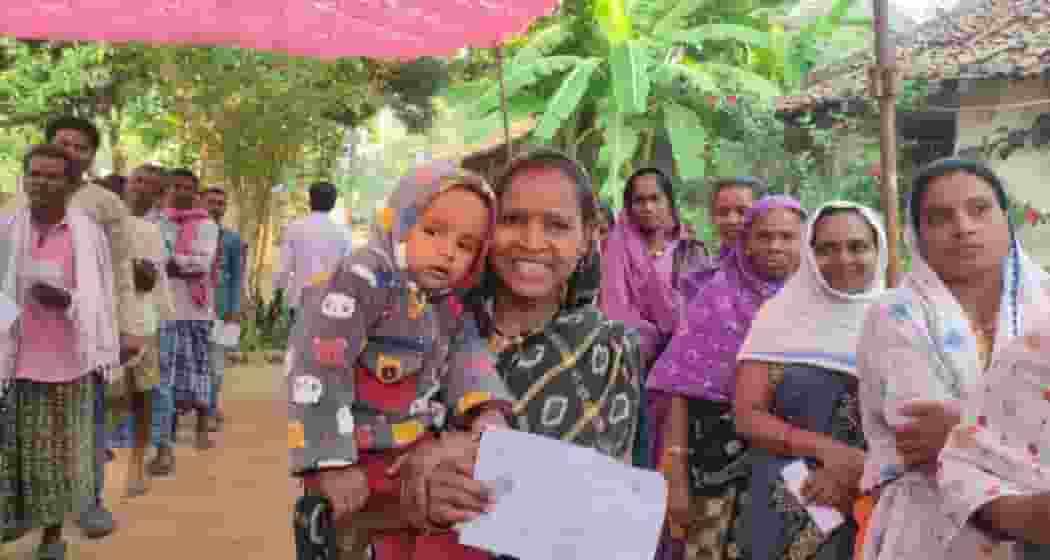 Glimpses of voters at polling stations in Chhattisgarh.