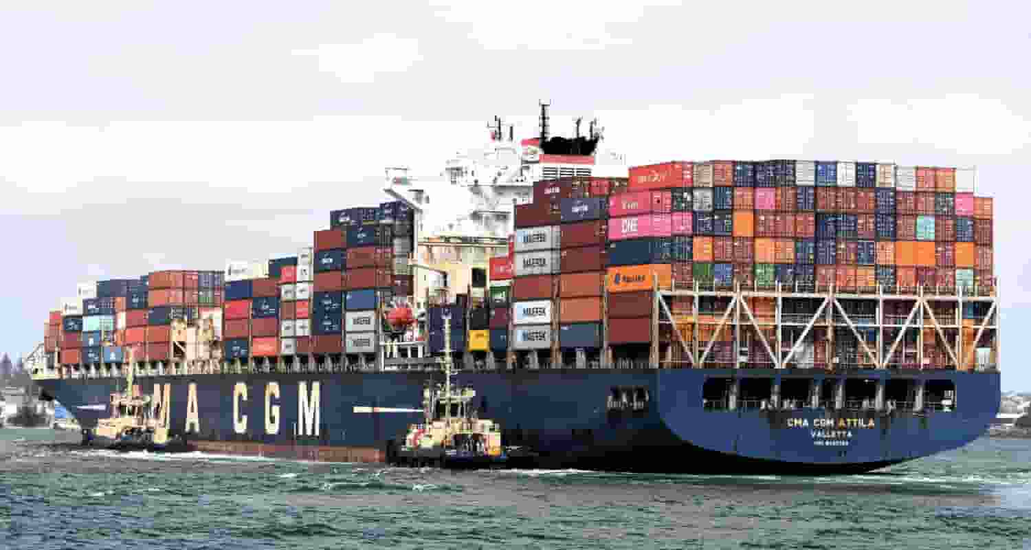 Image of the CMA CGM Attila, a Chinese freighter en route to Pakistan,