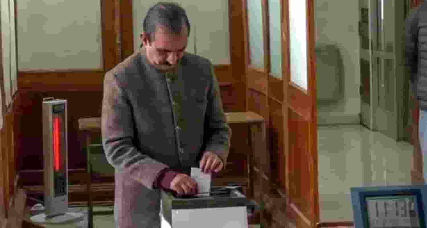 Himachal Pradesh Chief Minister Sukhvinder Singh Sukhu cast his vote for the ongoing Rajya Sabha elections in Shimla on Tuesday. 