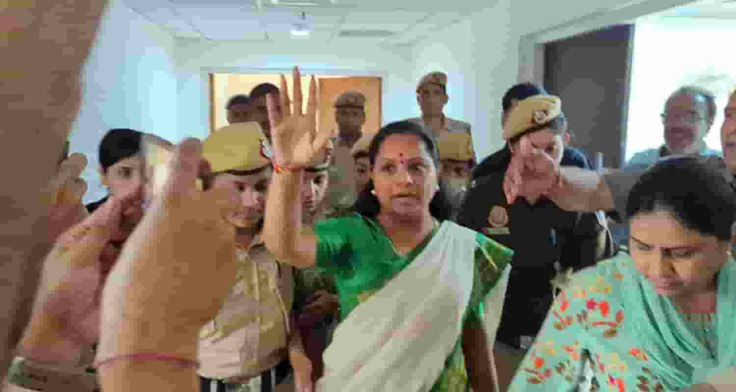 BRS leader K Kavitha being taken to 14-day judicial custody. 