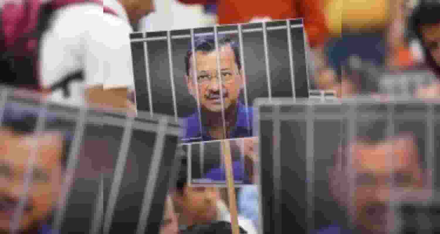 Arvind Kejriwal's poster. 