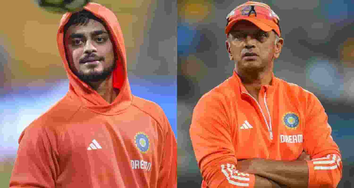 Ishan Kishan (left), Rahul Dravid.