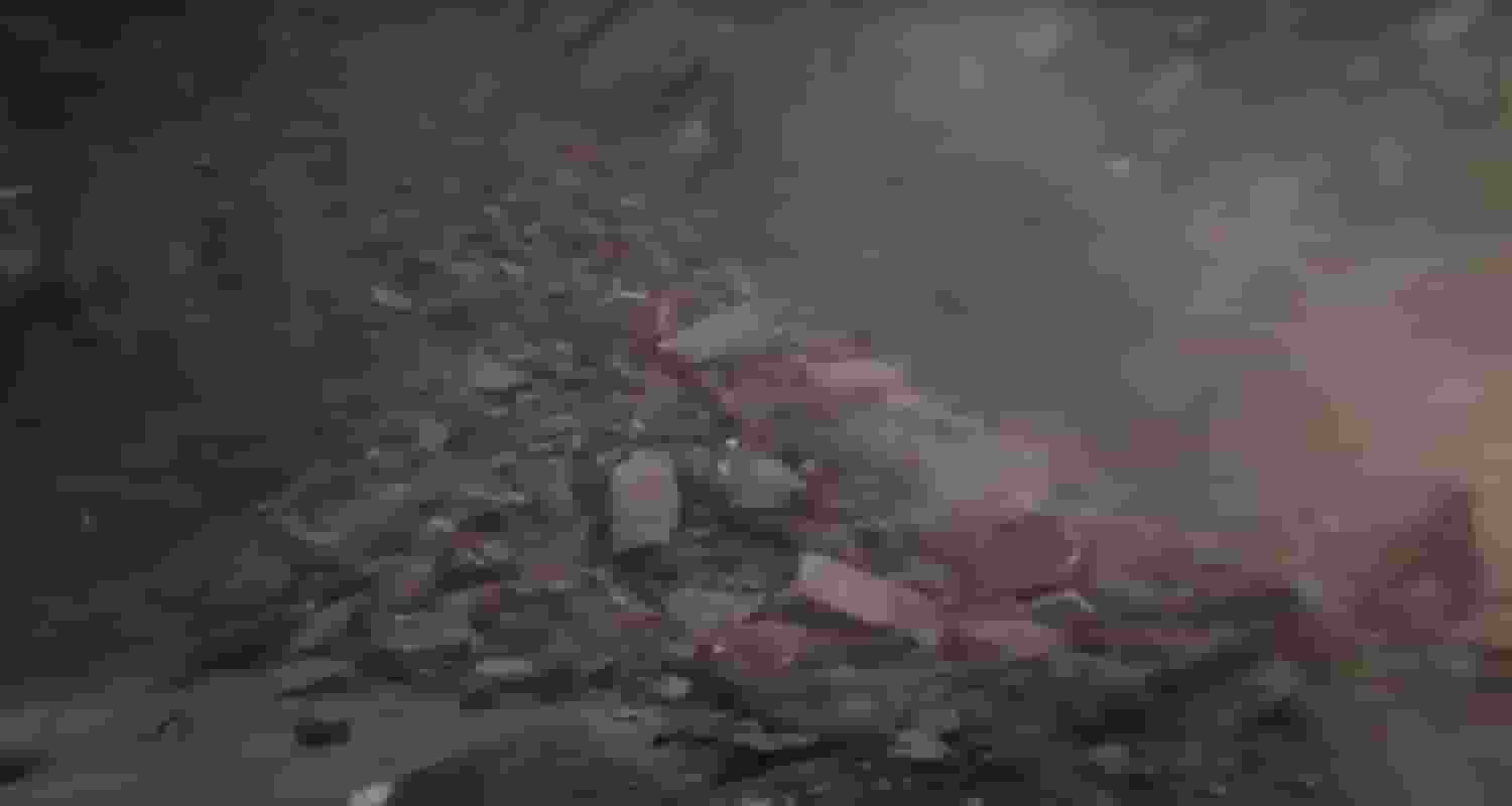 The NH44 was blocked by debris after landslides occured following incessant rains.