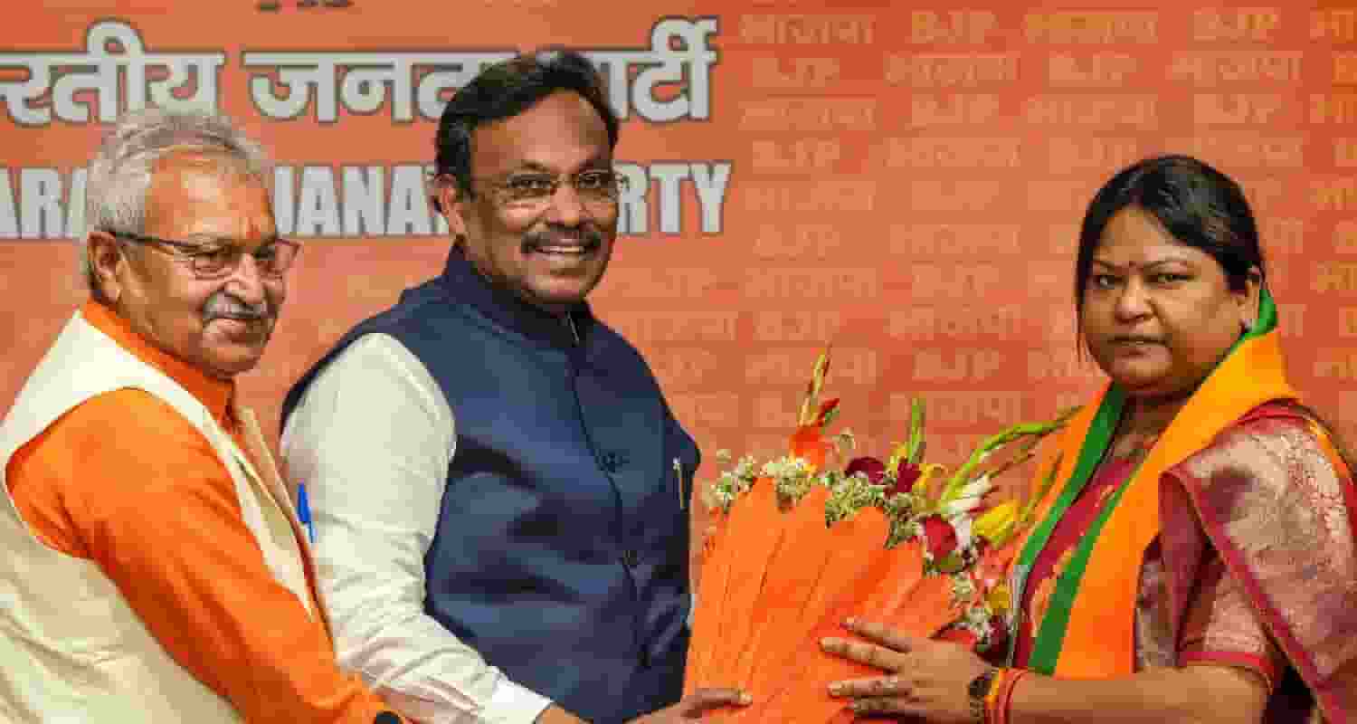 Sita Soren at the BJP office in Delhi.