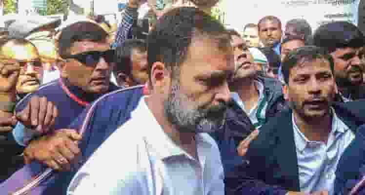 Congress leader Rahul Gandhi at the district court, in Sultanpur.