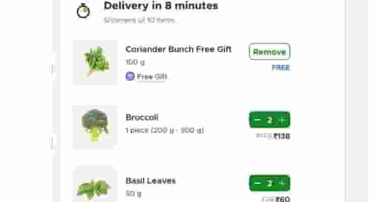 Blinkit, renowned for its swift grocery deliveries, has rolled out an update: complimentary coriander with purchases meeting a specific vegetable threshold.