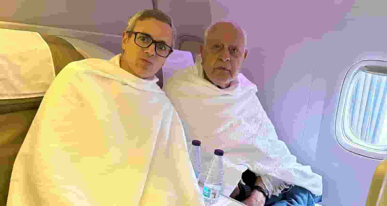 Omar Abdullah with his father former CM J&K Farooq Abdullah. Image X.